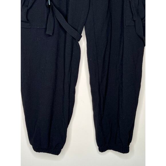 NWOT FOREVER 21 MEN Black Crepe Linen Cargo Jogger Sweatpants SIZE SMALL - Picture 3 of 10